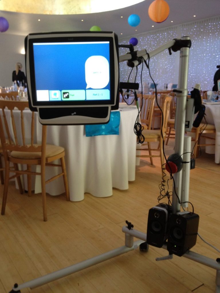 A VOCA set up for a wedding speech